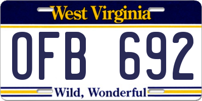 WV license plate OFB692