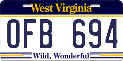 WV license plate OFB694