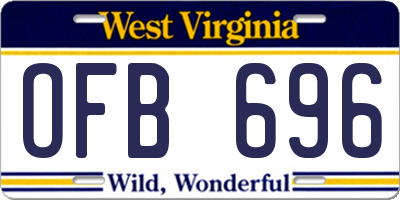 WV license plate OFB696