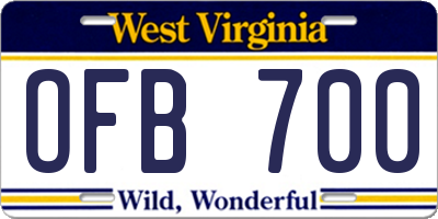 WV license plate OFB700