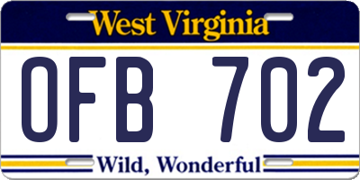 WV license plate OFB702