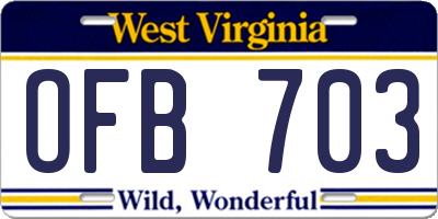 WV license plate OFB703