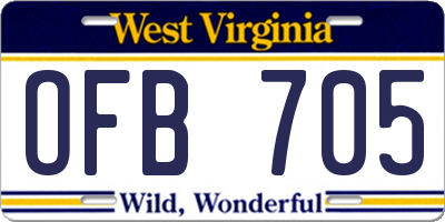 WV license plate OFB705