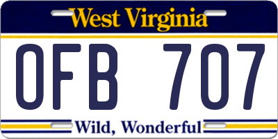 WV license plate OFB707