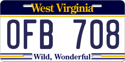 WV license plate OFB708