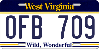WV license plate OFB709