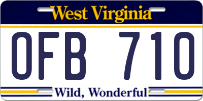 WV license plate OFB710