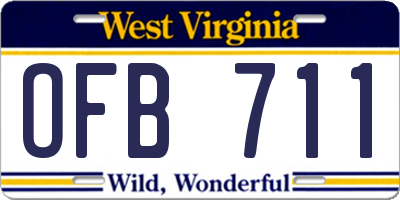 WV license plate OFB711