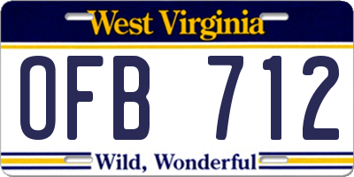 WV license plate OFB712