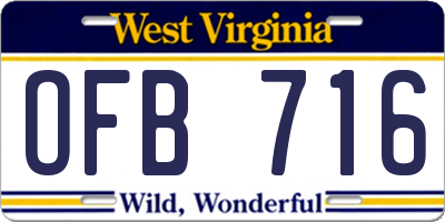 WV license plate OFB716
