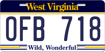 WV license plate OFB718