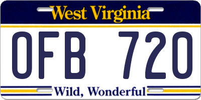 WV license plate OFB720