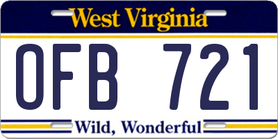 WV license plate OFB721