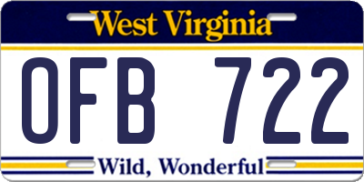 WV license plate OFB722