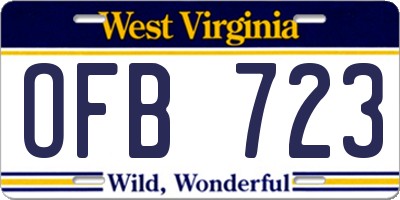 WV license plate OFB723