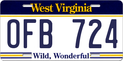 WV license plate OFB724