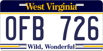 WV license plate OFB726