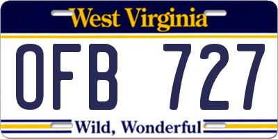 WV license plate OFB727