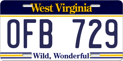 WV license plate OFB729