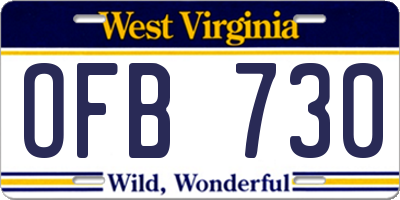 WV license plate OFB730