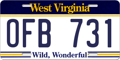 WV license plate OFB731