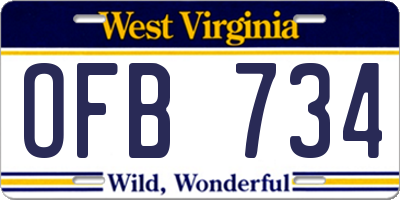 WV license plate OFB734