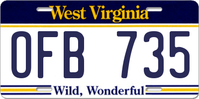 WV license plate OFB735
