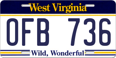 WV license plate OFB736