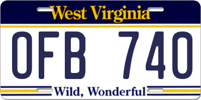 WV license plate OFB740