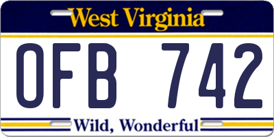WV license plate OFB742