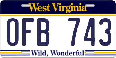 WV license plate OFB743