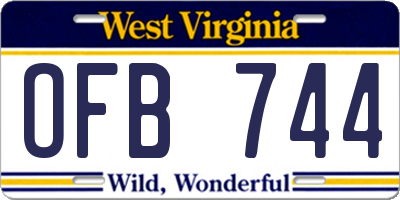 WV license plate OFB744