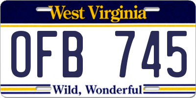 WV license plate OFB745