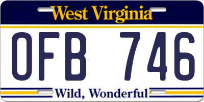 WV license plate OFB746