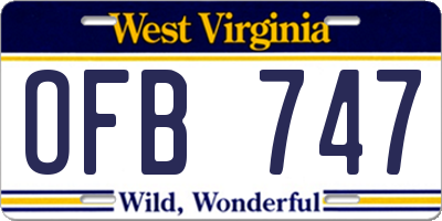 WV license plate OFB747