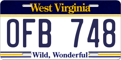 WV license plate OFB748
