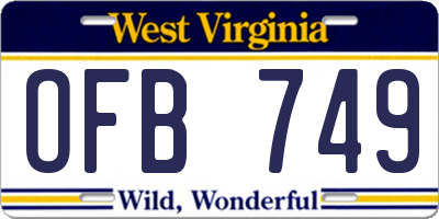 WV license plate OFB749