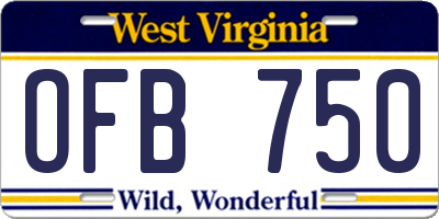 WV license plate OFB750