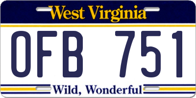 WV license plate OFB751