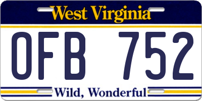 WV license plate OFB752