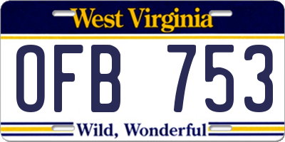 WV license plate OFB753