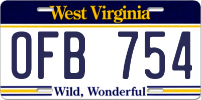 WV license plate OFB754