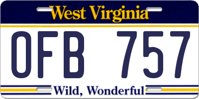 WV license plate OFB757