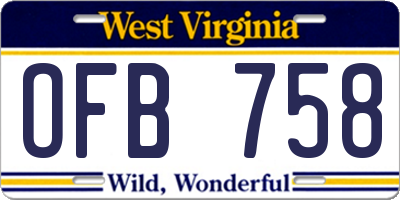 WV license plate OFB758