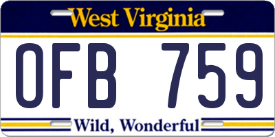 WV license plate OFB759