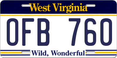 WV license plate OFB760