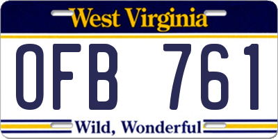 WV license plate OFB761
