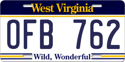 WV license plate OFB762