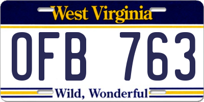 WV license plate OFB763