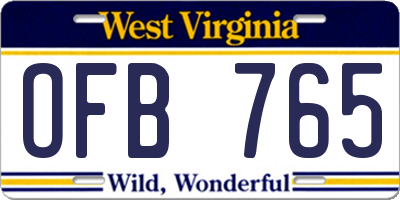 WV license plate OFB765